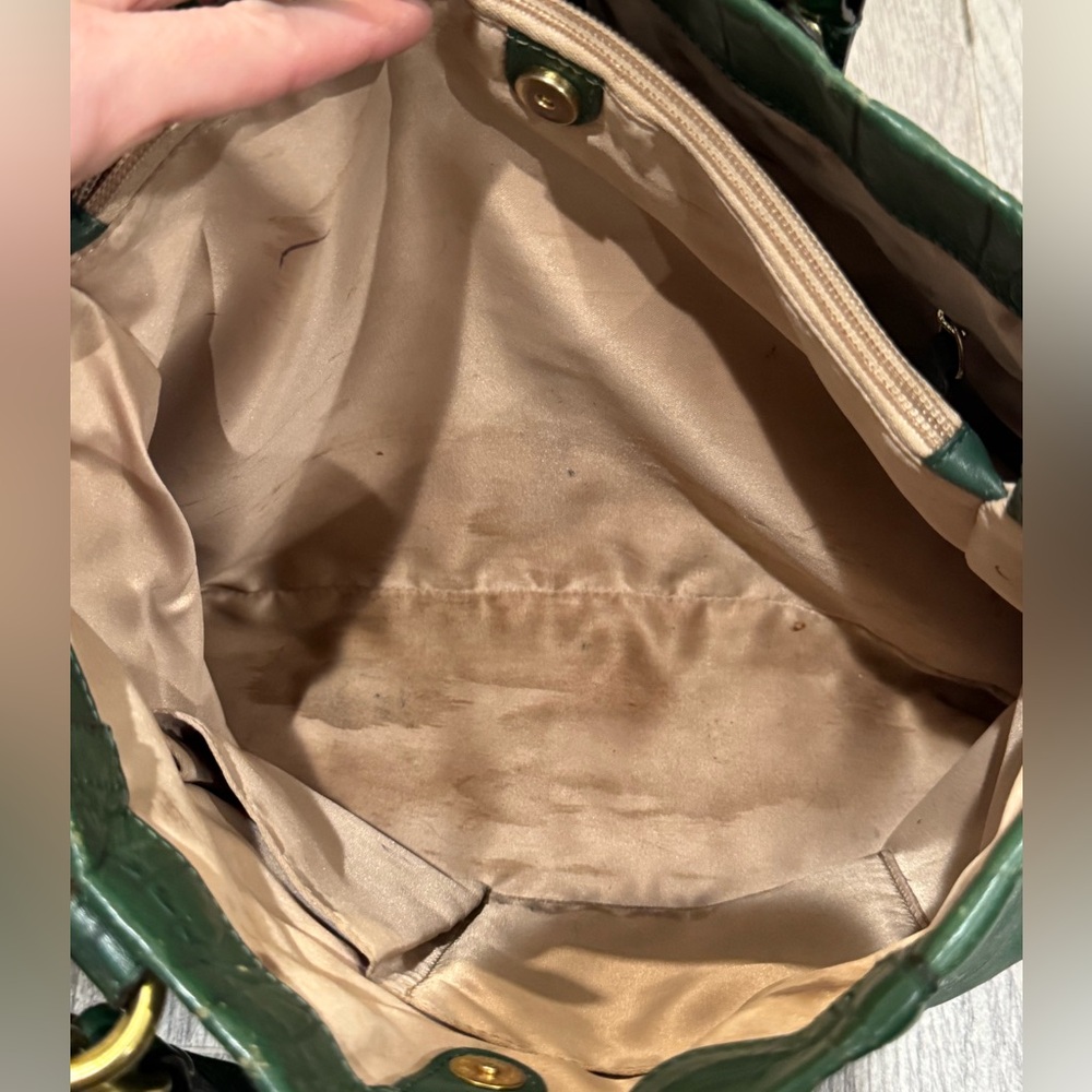 Coach Ashley green croc embossed leather satchel handbag - Picture 6 of 9
